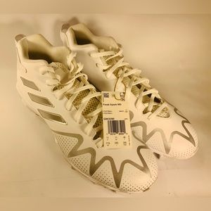 Adidas Men's Size 11.5 Freak Spark MD White-Silver Football Cleats -NWT.
